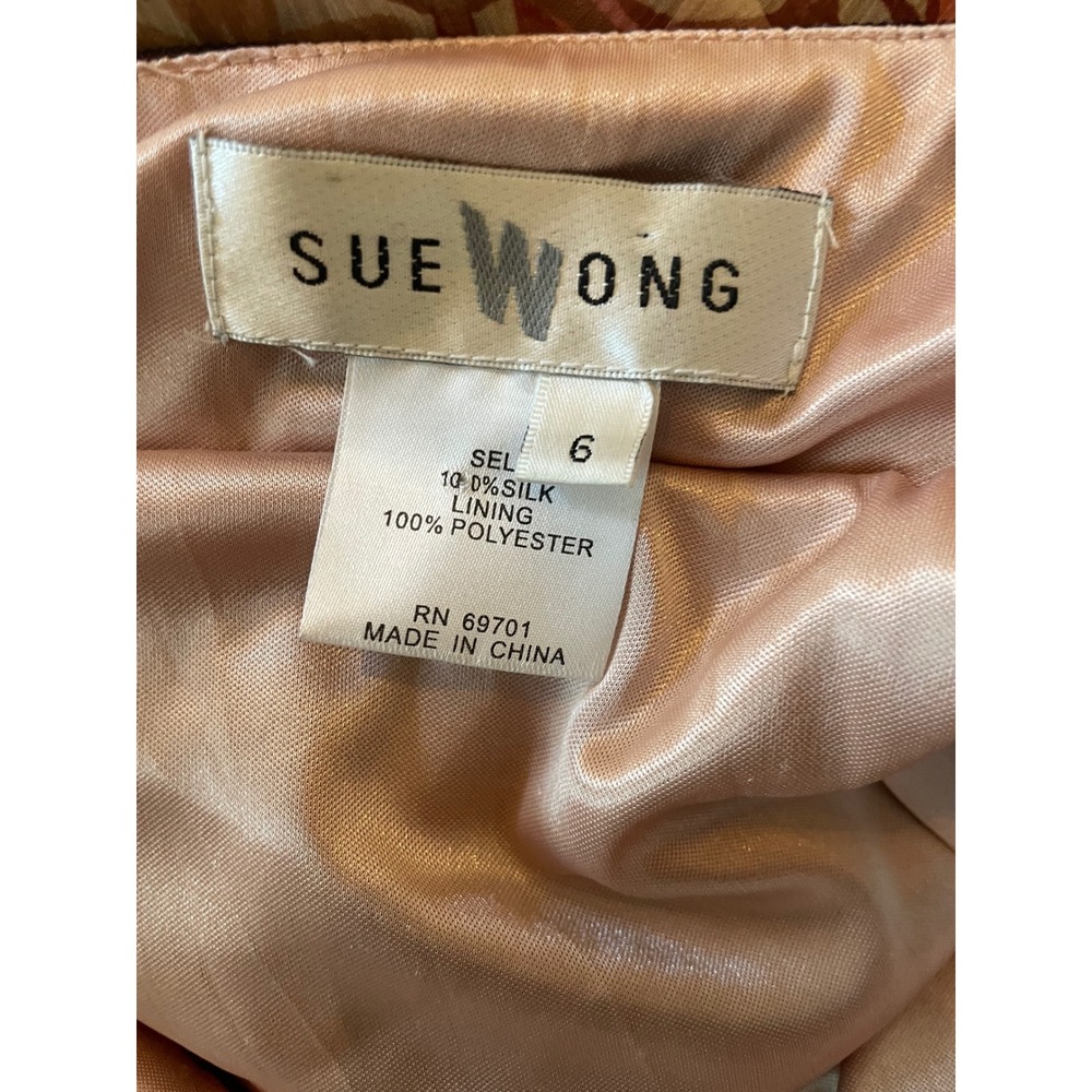 Sue Wong 100% Silk Romantic Whimsigoth Halter Maxi Dress Size 6 Lace Accents - Picture 9 of 9